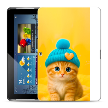 Силиконовый чехол на Samsung Galaxy Tab 2 10.1 с принтом Котенок в шапке