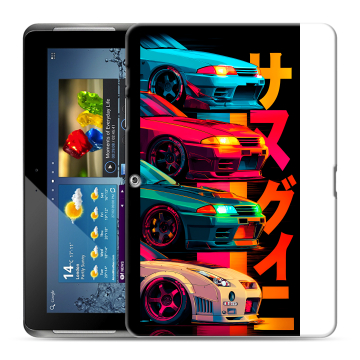 Силиконовый чехол на Samsung Galaxy Tab 2 10.1 с принтом Гоночные машины