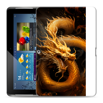 Силиконовый чехол на Samsung Galaxy Tab 2 10.1 с принтом Золотой дракон