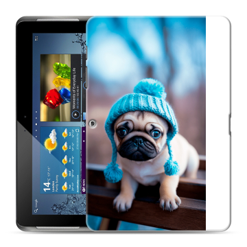 Силиконовый чехол на Samsung Galaxy Tab 2 10.1 с принтом Мопс в шапке