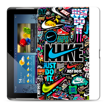 Силиконовый чехол на Samsung Galaxy Tab 2 10.1 с принтом найк nike черный