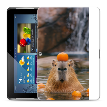 Силиконовый чехол на Samsung Galaxy Tab 2 10.1 с принтом Капибара с апельсином