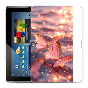 Силиконовый чехол на Samsung Galaxy Tab 2 10.1 с принтом бабочки розовые