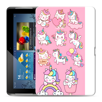 Силиконовый чехол на Samsung Galaxy Tab 2 10.1 с принтом Единороги и радуга