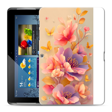 Силиконовый чехол на Samsung Galaxy Tab 2 10.1 с принтом Цветы и бабочки Силиконовый чехол на Samsung Galaxy Tab 2 10.1 с принтом Цветы и бабочки