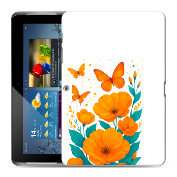 Силиконовый чехол на Samsung Galaxy Tab 2 10.1 с принтом цветы бабочки Силиконовый чехол на Samsung Galaxy Tab 2 10.1 с принтом цветы бабочки