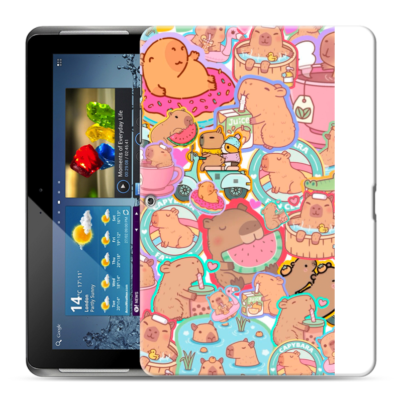 Силиконовый чехол на Samsung Galaxy Tab 2 10.1 с принтом капибары Силиконовый чехол на Samsung Galaxy Tab 2 10.1 с принтом капибары