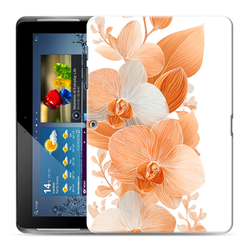 Силиконовый чехол на Samsung Galaxy Tab 2 10.1 с принтом Бежевые цветы Силиконовый чехол на Samsung Galaxy Tab 2 10.1 с принтом Бежевые цветы