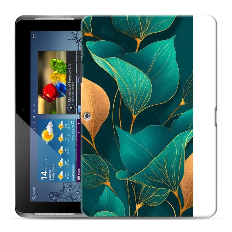 Силиконовый чехол на Samsung Galaxy Tab 2 10.1 с принтом Листья и золото Силиконовый чехол на Samsung Galaxy Tab 2 10.1 с принтом Листья и золото