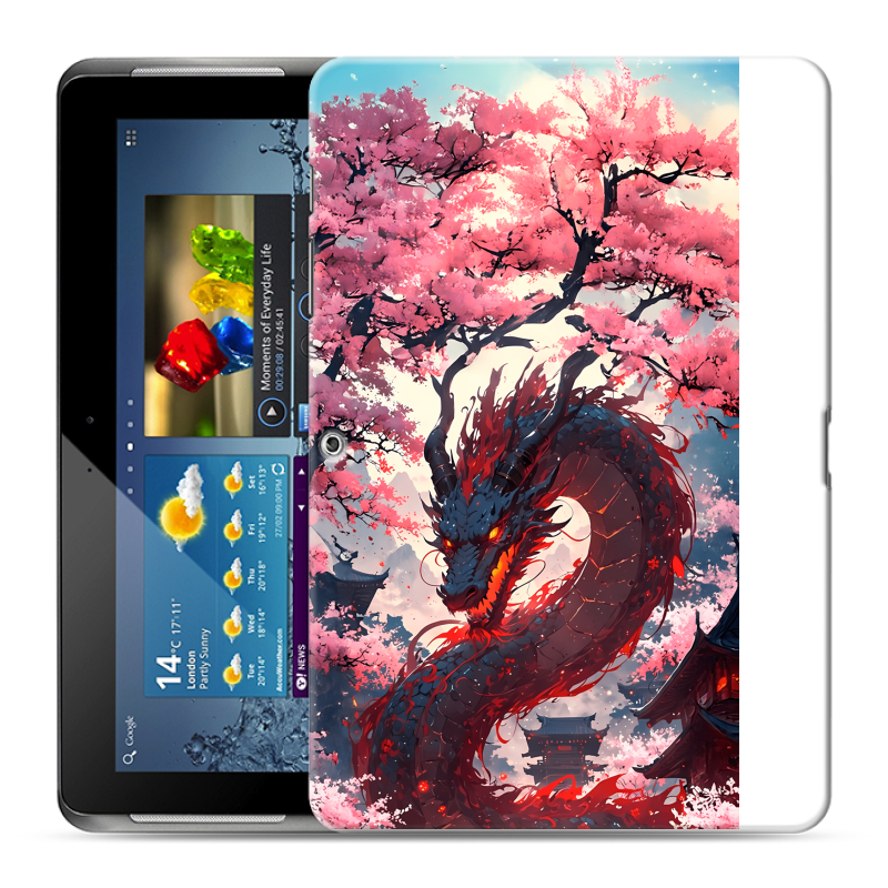 Силиконовый чехол на Samsung Galaxy Tab 2 10.1 с принтом Дракон Японский Силиконовый чехол на Samsung Galaxy Tab 2 10.1 с принтом Дракон Японский