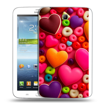 Силиконовый чехол на Samsung Galaxy Tab 3 7.0 с принтом Сердечки Силиконовый чехол на Samsung Galaxy Tab 3 7.0 с принтом Сердечки