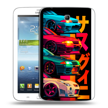 Силиконовый чехол на Samsung Galaxy Tab 3 7.0 с принтом Гоночные машины