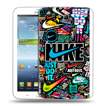 Силиконовый чехол на Samsung Galaxy Tab 3 7.0 с принтом найк nike черный Силиконовый чехол на Samsung Galaxy Tab 3 7.0 с принтом найк nike черный
