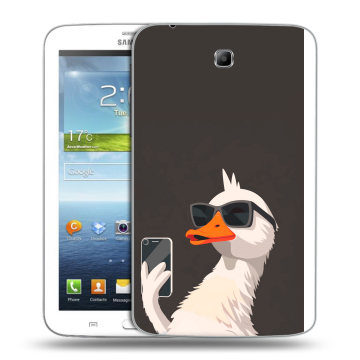 Силиконовый чехол на Samsung Galaxy Tab 3 7.0 с принтом утка в очках Силиконовый чехол на Samsung Galaxy Tab 3 7.0 с принтом утка в очках