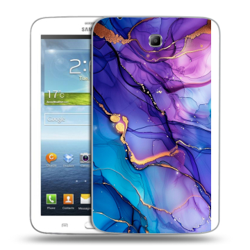 Силиконовый чехол на Samsung Galaxy Tab 3 7.0 с принтом синий мрамор Силиконовый чехол на Samsung Galaxy Tab 3 7.0 с принтом синий мрамор