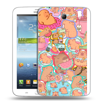 Силиконовый чехол на Samsung Galaxy Tab 3 7.0 с принтом капибары Силиконовый чехол на Samsung Galaxy Tab 3 7.0 с принтом капибары