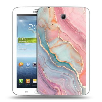 Силиконовый чехол на Samsung Galaxy Tab 3 7.0 с принтом розовый мрамор