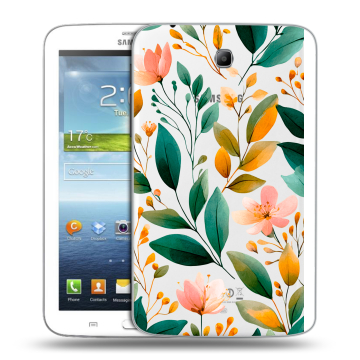 Силиконовый чехол на Samsung Galaxy Tab 3 7.0 с принтом Цветы паттерн