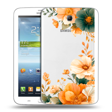 Силиконовый чехол на Samsung Galaxy Tab 3 7.0 с принтом Цветы принт