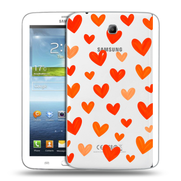 Силиконовый чехол на Samsung Galaxy Tab 3 7.0 с принтом Сердечки