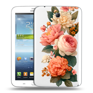 Силиконовый чехол на Samsung Galaxy Tab 3 7.0 с принтом цветы