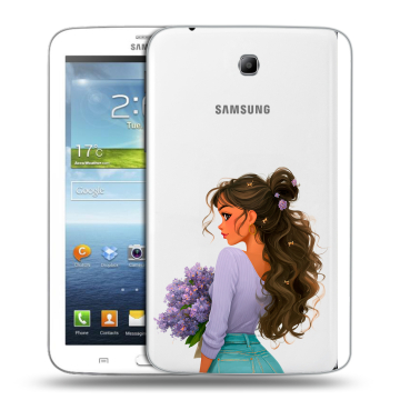Силиконовый чехол на Samsung Galaxy Tab 3 7.0 с принтом девушка цветы