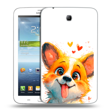 Силиконовый чехол на Samsung Galaxy Tab 3 7.0 с принтом корги Силиконовый чехол на Samsung Galaxy Tab 3 7.0 с принтом корги