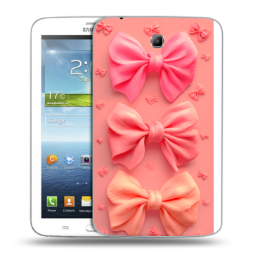 Силиконовый чехол на Samsung Galaxy Tab 3 7.0 с принтом Розовые бантики Силиконовый чехол на Samsung Galaxy Tab 3 7.0 с принтом Розовые бантики