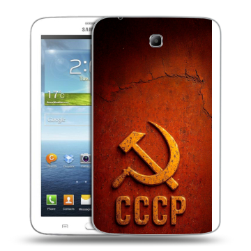 Силиконовый чехол на Samsung Galaxy Tab 3 7.0 с принтом Флаг Герб СССР Силиконовый чехол на Samsung Galaxy Tab 3 7.0 с принтом Флаг Герб СССР