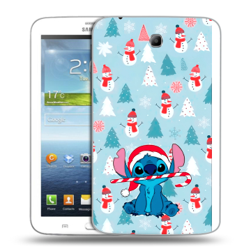Силиконовый чехол на Samsung Galaxy Tab 3 7.0 с принтом Стич Новый год