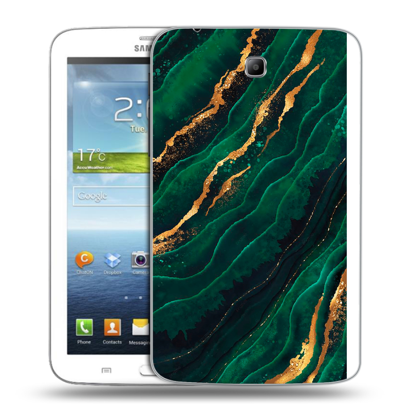 Силиконовый чехол на Samsung Galaxy Tab 3 7.0 с принтом Мрамор зеленое золото Силиконовый чехол на Samsung Galaxy Tab 3 7.0 с принтом Мрамор зеленое золото