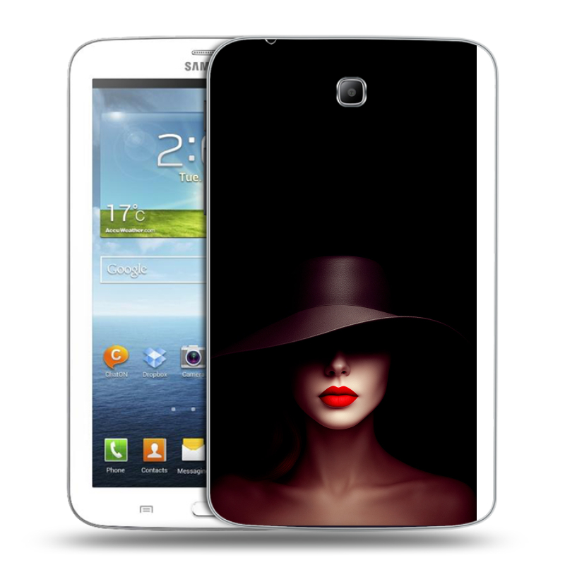 Силиконовый чехол на Samsung Galaxy Tab 3 7.0 с принтом Девушка в шляпе Силиконовый чехол на Samsung Galaxy Tab 3 7.0 с принтом Девушка в шляпе
