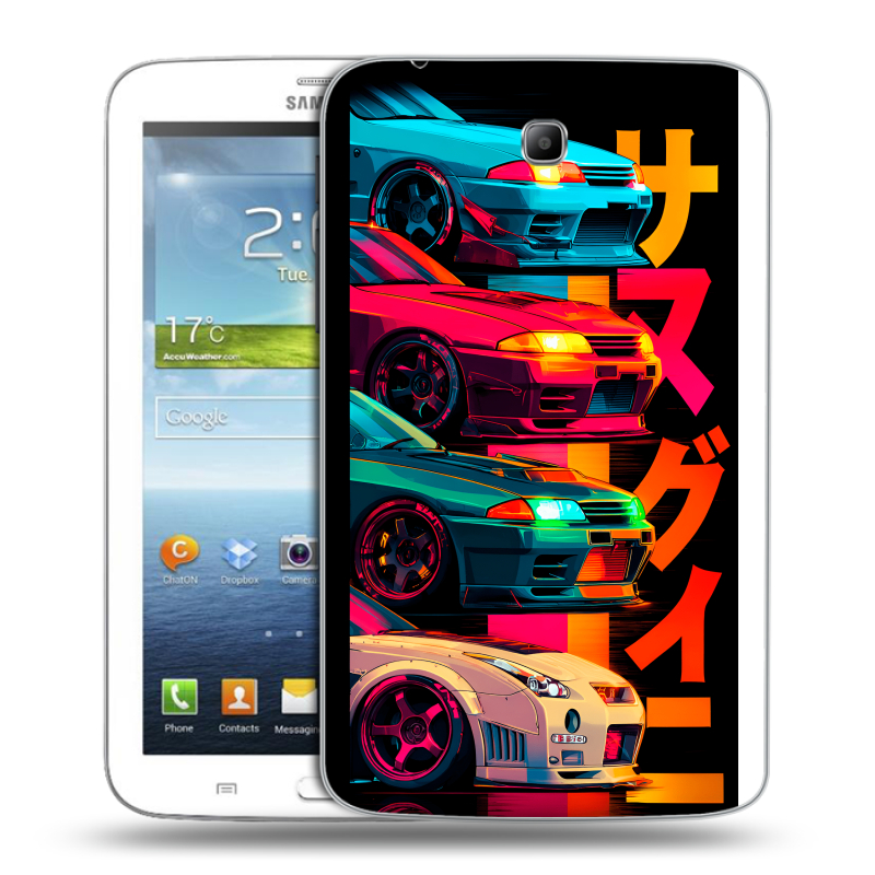 Силиконовый чехол на Samsung Galaxy Tab 3 7.0 с принтом Гоночные машины Силиконовый чехол на Samsung Galaxy Tab 3 7.0 с принтом Гоночные машины