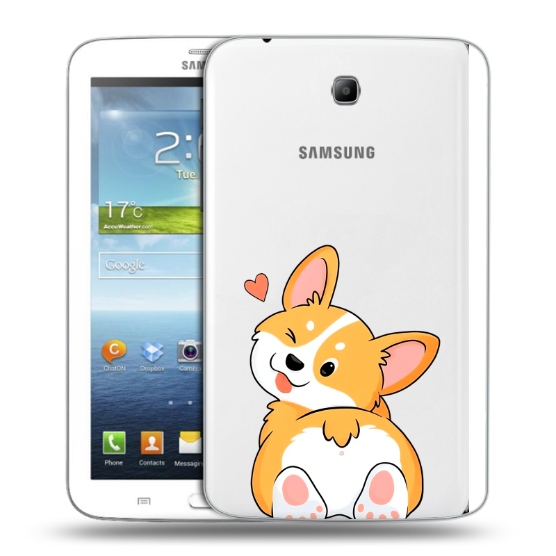 Силиконовый чехол на Samsung Galaxy Tab 3 7.0 с принтом Корги Силиконовый чехол на Samsung Galaxy Tab 3 7.0 с принтом Корги