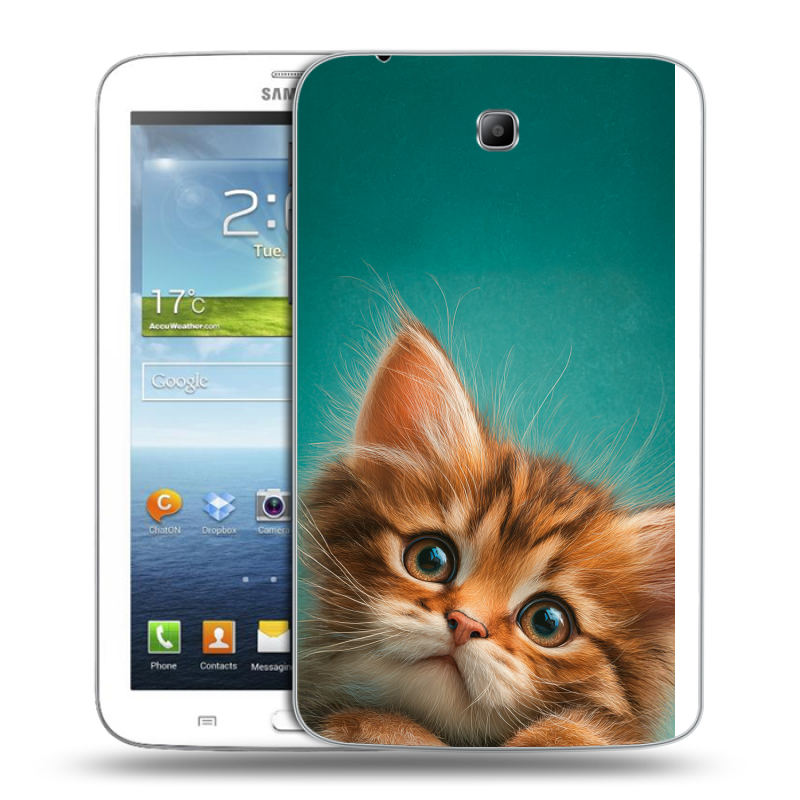 Силиконовый чехол на Samsung Galaxy Tab 3 7.0 с принтом котенок Силиконовый чехол на Samsung Galaxy Tab 3 7.0 с принтом котенок
