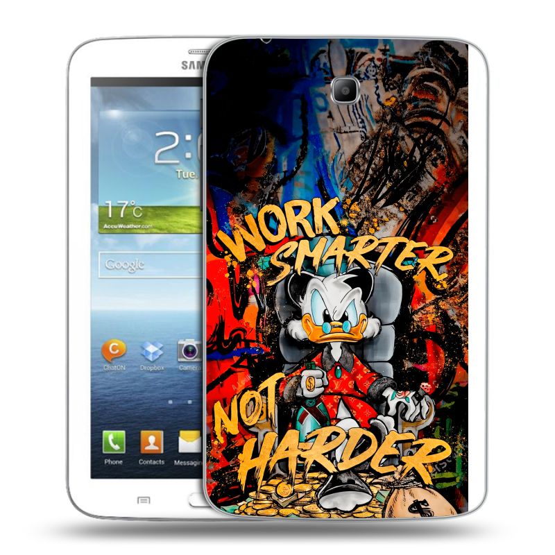 Силиконовый чехол на Samsung Galaxy Tab 3 7.0 с принтом Дональд Дак Деньги Силиконовый чехол на Samsung Galaxy Tab 3 7.0 с принтом Дональд Дак Деньги