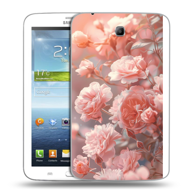 Силиконовый чехол на Samsung Galaxy Tab 3 7.0 с принтом Розовые розы Силиконовый чехол на Samsung Galaxy Tab 3 7.0 с принтом Розовые розы