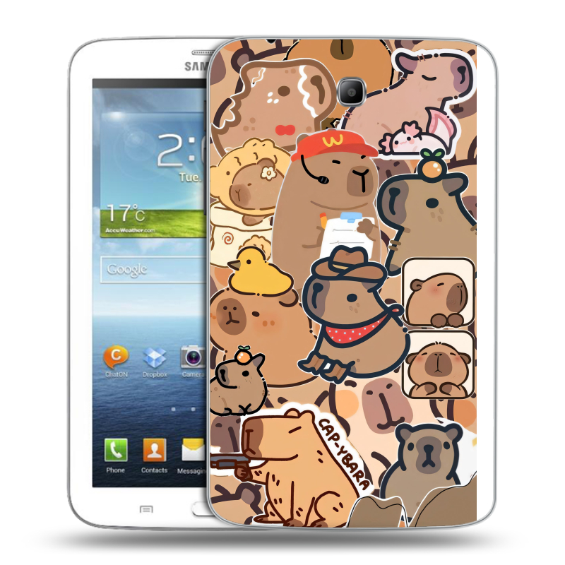 Силиконовый чехол на Samsung Galaxy Tab 3 7.0 с принтом капибара Силиконовый чехол на Samsung Galaxy Tab 3 7.0 с принтом капибара