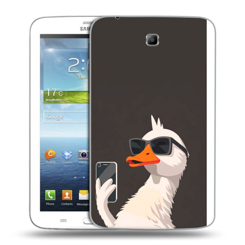 Силиконовый чехол на Samsung Galaxy Tab 3 7.0 с принтом утка в очках Силиконовый чехол на Samsung Galaxy Tab 3 7.0 с принтом утка в очках
