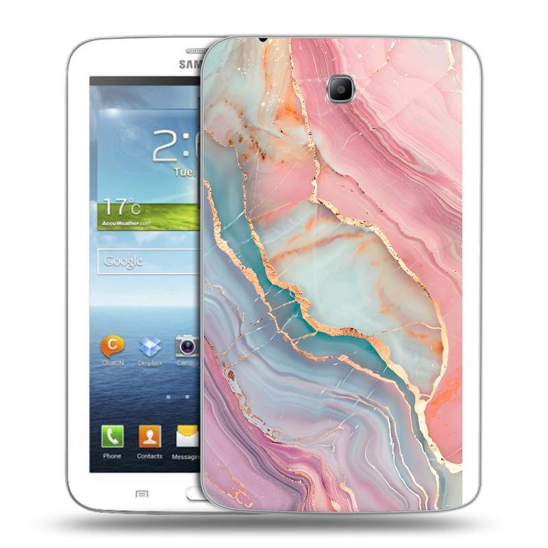 Силиконовый чехол на Samsung Galaxy Tab 3 7.0 с принтом розовый мрамор Силиконовый чехол на Samsung Galaxy Tab 3 7.0 с принтом розовый мрамор