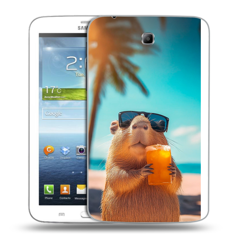 Силиконовый чехол на Samsung Galaxy Tab 3 7.0 с принтом Капибара Силиконовый чехол на Samsung Galaxy Tab 3 7.0 с принтом Капибара