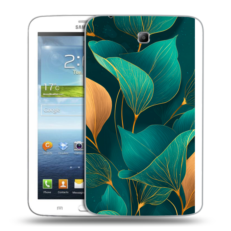 Силиконовый чехол на Samsung Galaxy Tab 3 7.0 с принтом Листья и золото Силиконовый чехол на Samsung Galaxy Tab 3 7.0 с принтом Листья и золото