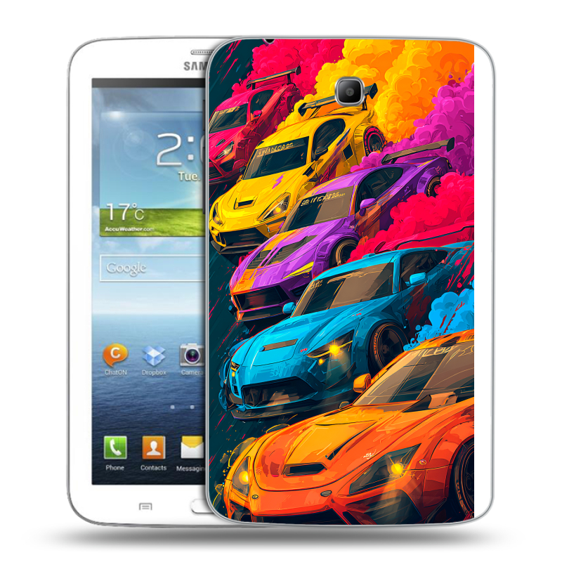 Силиконовый чехол на Samsung Galaxy Tab 3 7.0 с принтом Тачки Силиконовый чехол на Samsung Galaxy Tab 3 7.0 с принтом Тачки