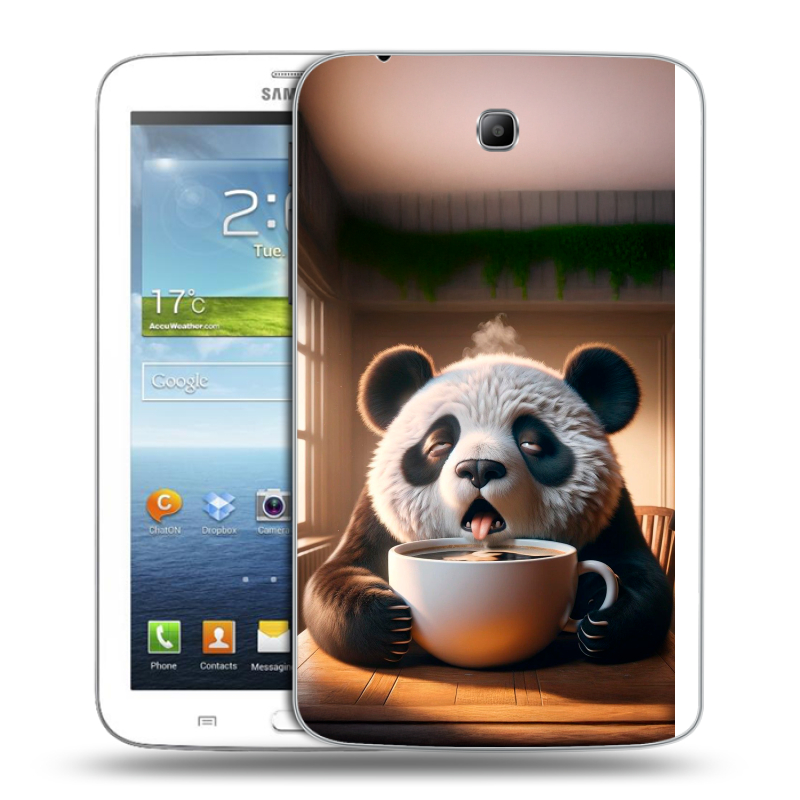 Силиконовый чехол на Samsung Galaxy Tab 3 7.0 с принтом смешная панда Силиконовый чехол на Samsung Galaxy Tab 3 7.0 с принтом смешная панда