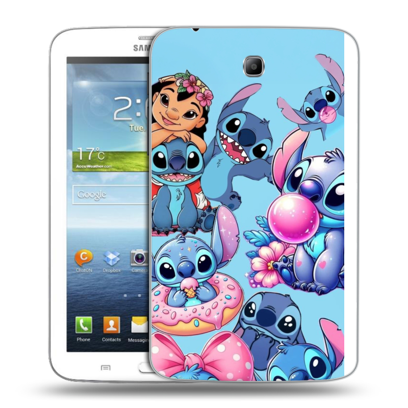 Силиконовый чехол на Samsung Galaxy Tab 3 7.0 с принтом Лило и Стич Силиконовый чехол на Samsung Galaxy Tab 3 7.0 с принтом Лило и Стич