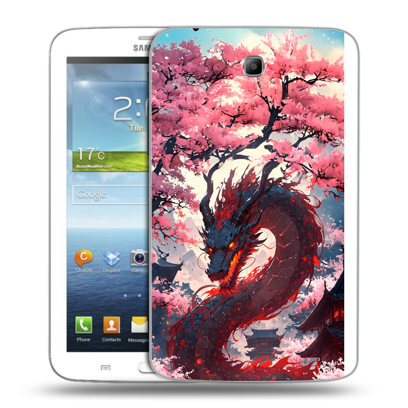 Силиконовый чехол на Samsung Galaxy Tab 3 7.0 с принтом Дракон Японский Силиконовый чехол на Samsung Galaxy Tab 3 7.0 с принтом Дракон Японский
