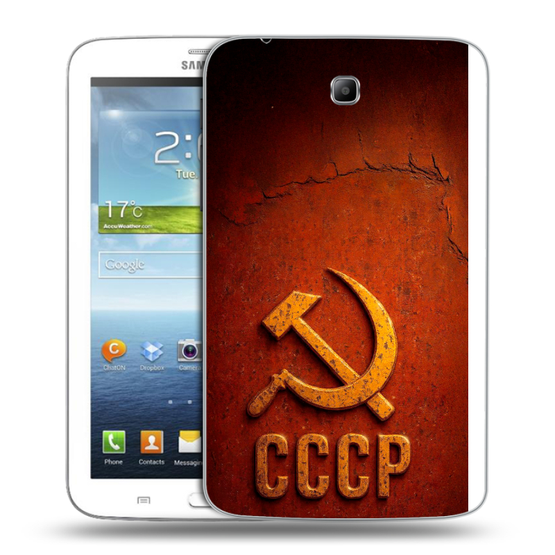Силиконовый чехол на Samsung Galaxy Tab 3 7.0 с принтом Флаг Герб СССР Силиконовый чехол на Samsung Galaxy Tab 3 7.0 с принтом Флаг Герб СССР