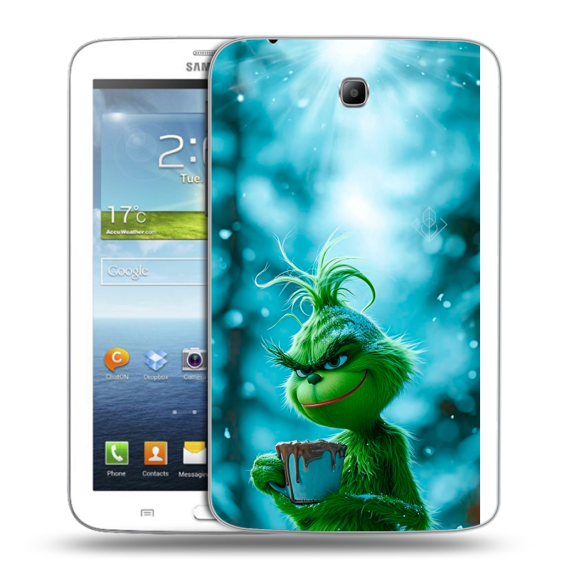 Силиконовый чехол на Samsung Galaxy Tab 3 7.0 с принтом Новый год гринч Силиконовый чехол на Samsung Galaxy Tab 3 7.0 с принтом Новый год гринч
