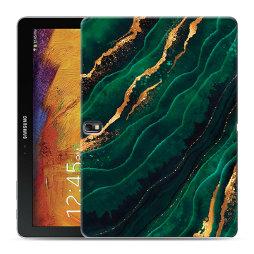 Силиконовый чехол на планшета Samsung Galaxy Note 10.1 2014 edition с принтом Мрамор зеленое золото