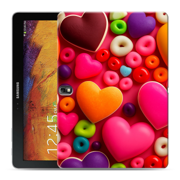 Силиконовый чехол на планшета Samsung Galaxy Note 10.1 2014 edition с принтом Сердечки